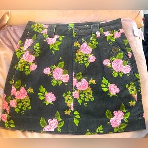 WILD FABLE Size 00 Black and Pink Floral Corduroy Mini Skirt